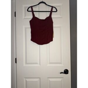 Popflex Corset Cami Workout Top With Built In Bra Activewear Xl Red Nwt $50